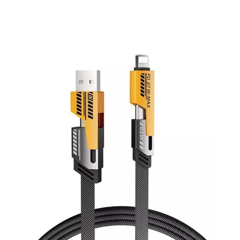 کابل فست شارژ آیفون و اندروید 4 کاره 65w