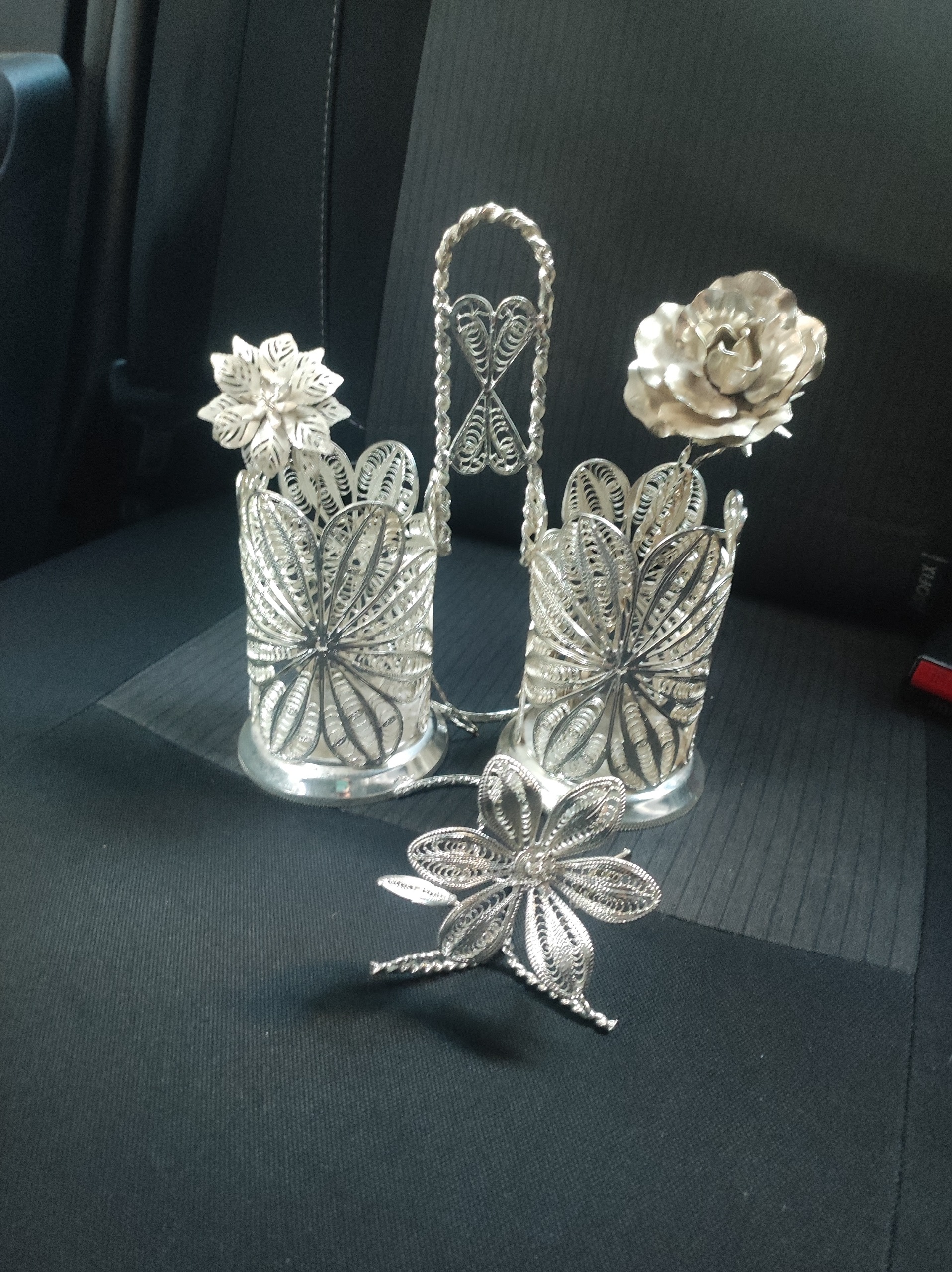 جا قاشقی ملیله کاری با روکش نقره و لاک محافظ