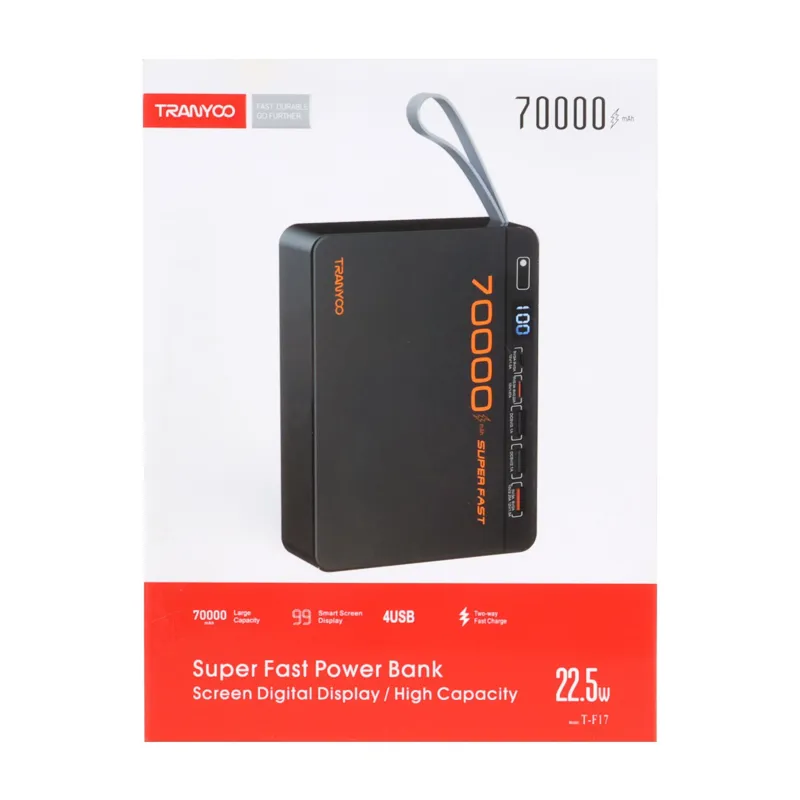 پاوربانک (فست شارژ) Tranyoo 22.5W 70000mAh