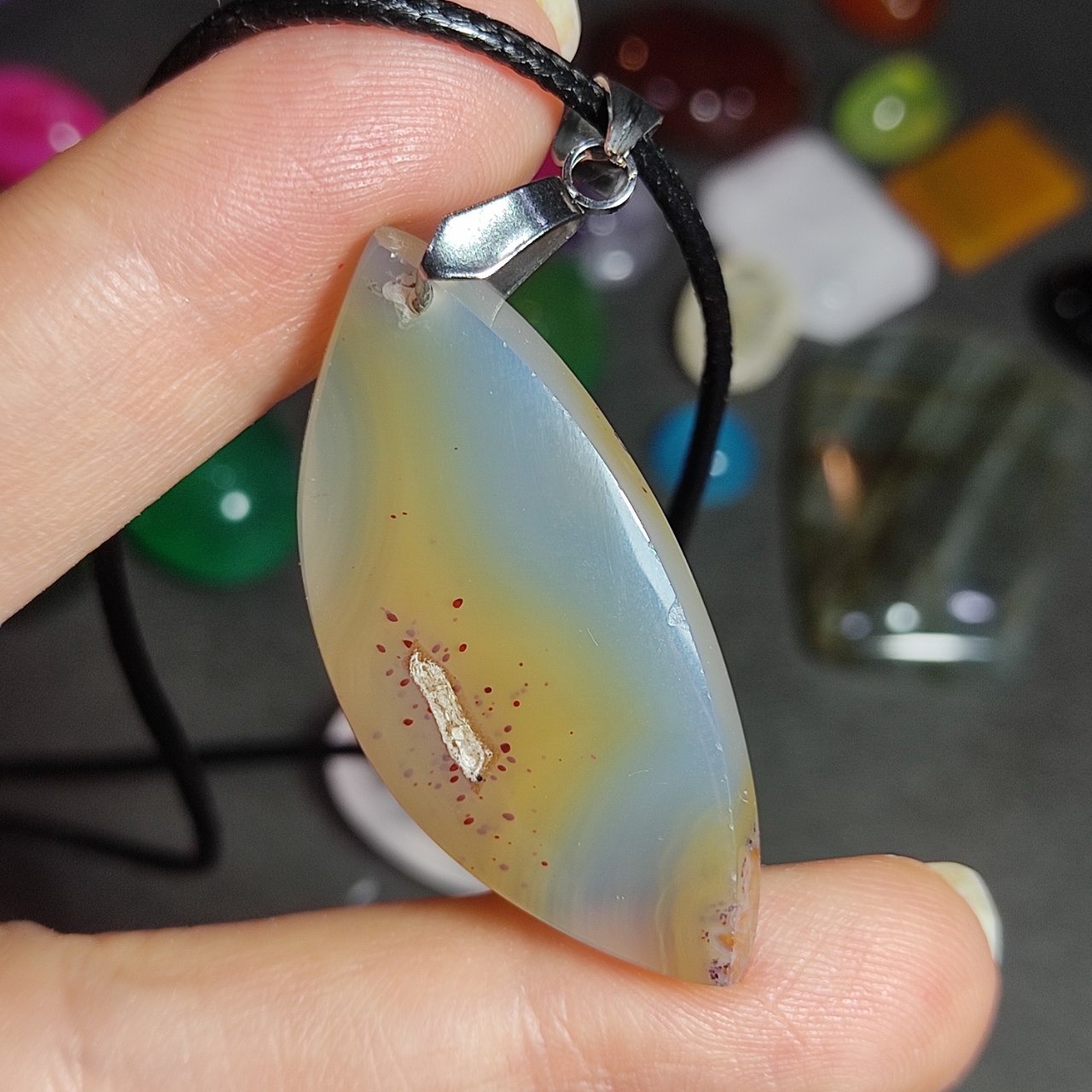 گردنبند سنگ طبیعی عقیق معدنی کد 10068