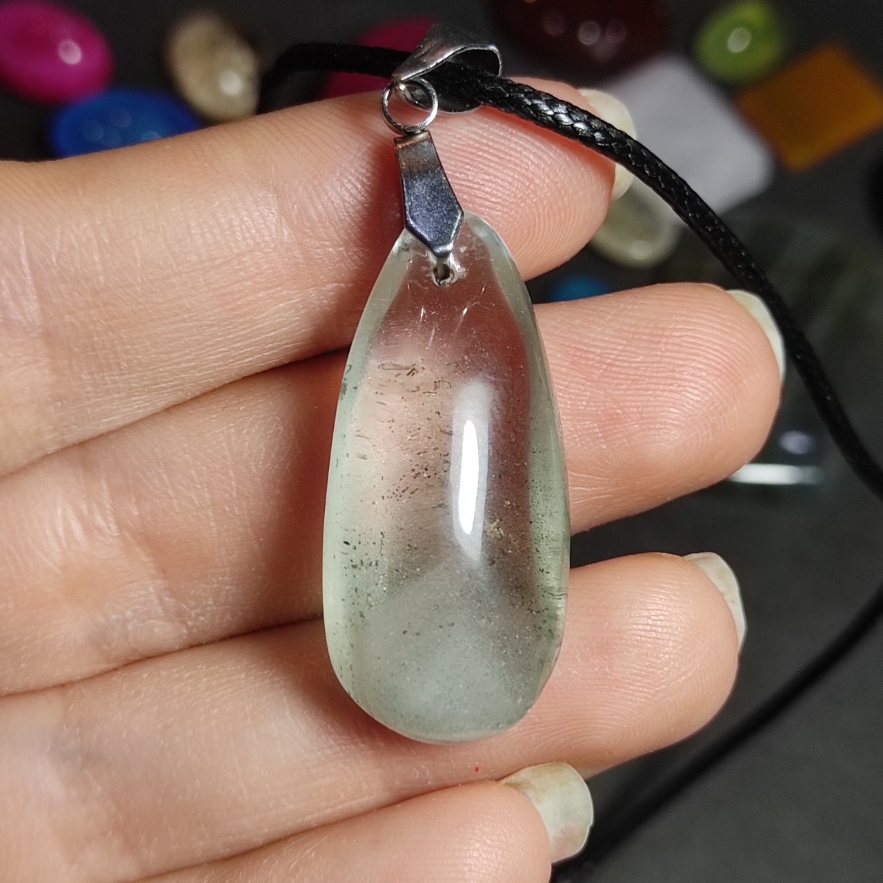 گردنبند سنگ طبیعی فانتوم کوارتز کد10077