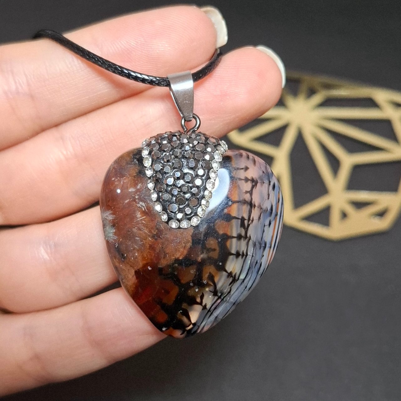 آویز گردنبند درشت سنگ عقیق دراگون کد10371