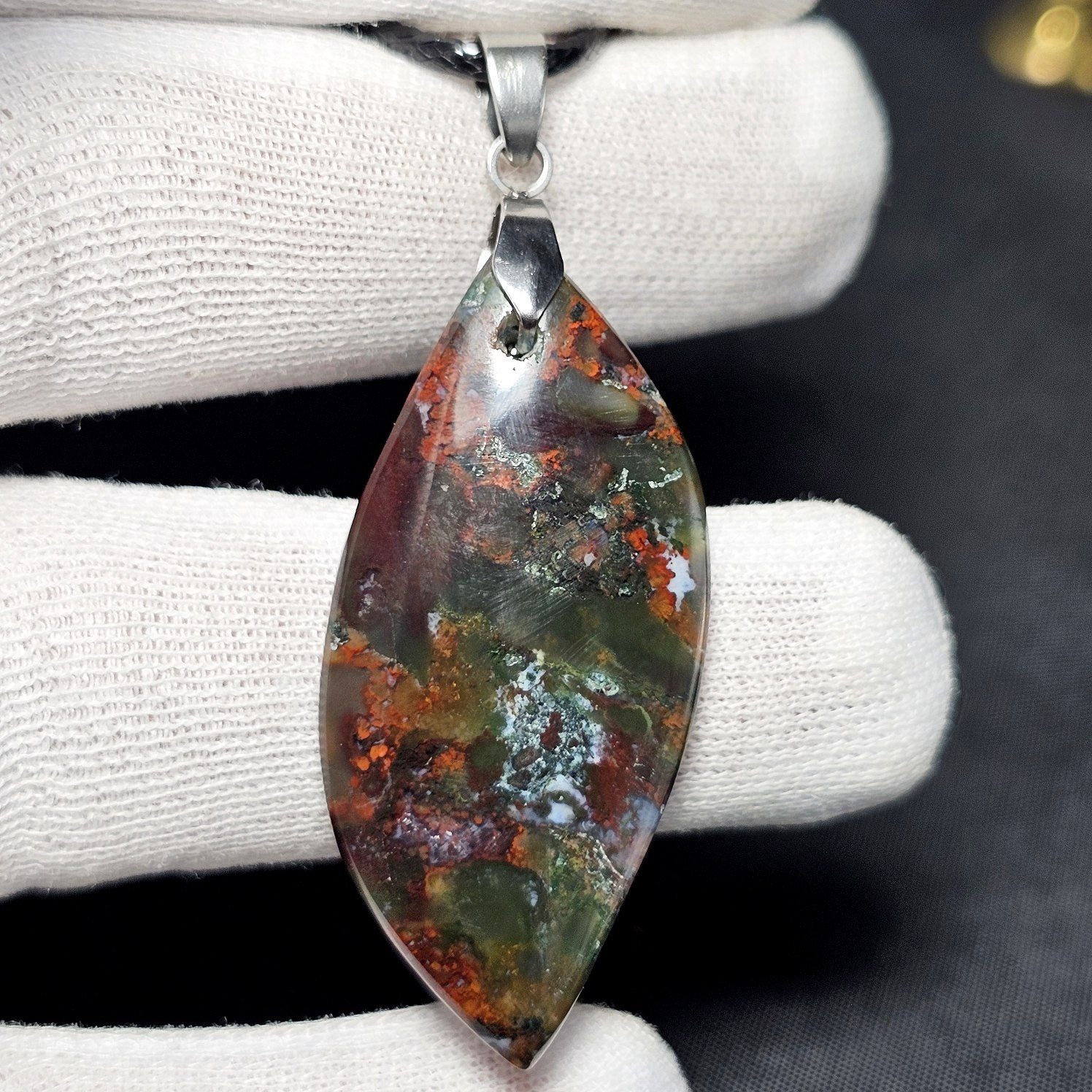 آویز گردنبند سنگ طبیعی عقیق شجر معدنی کد37553