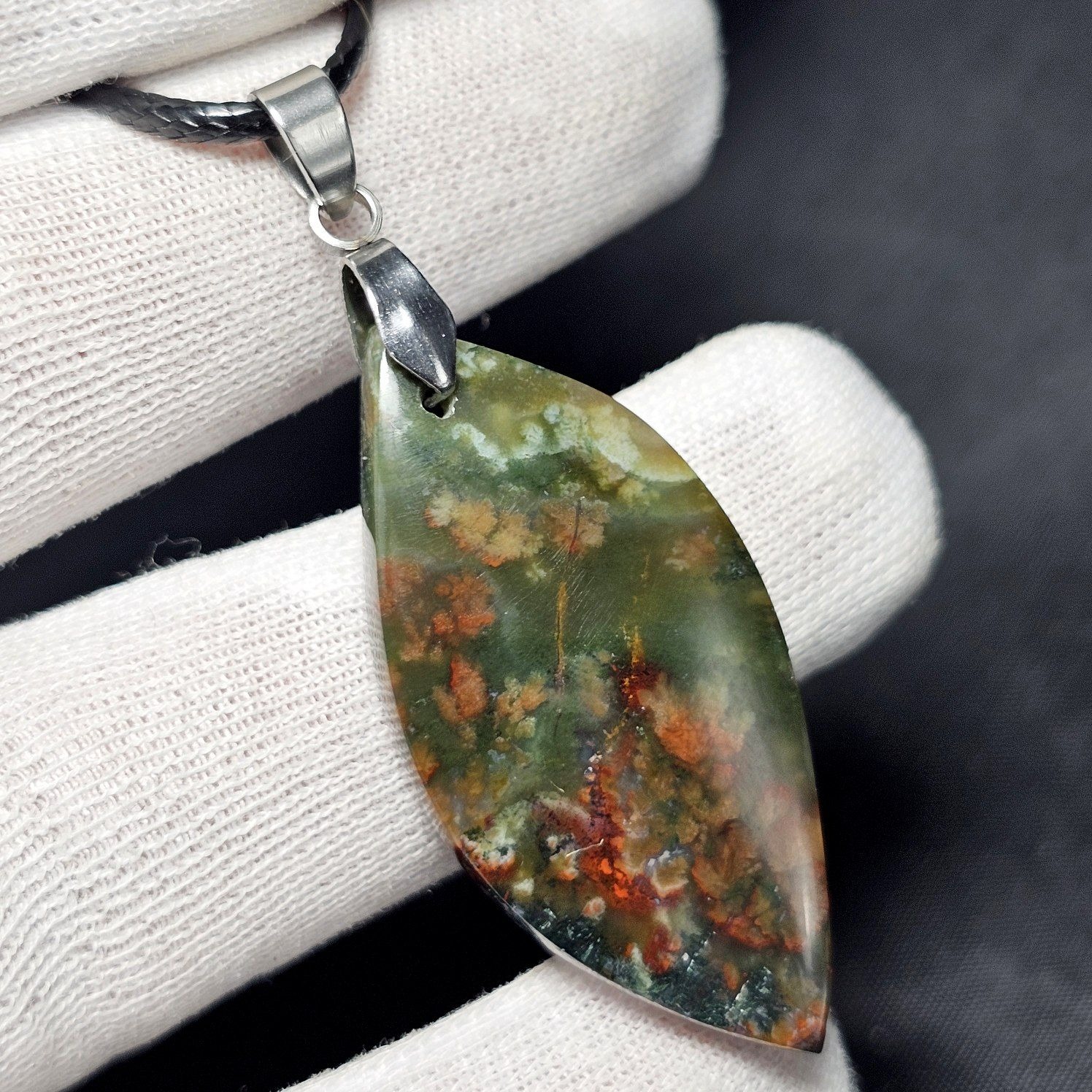 آویز گردنبند سنگ طبیعی عقیق شجر معدنی کد 37555