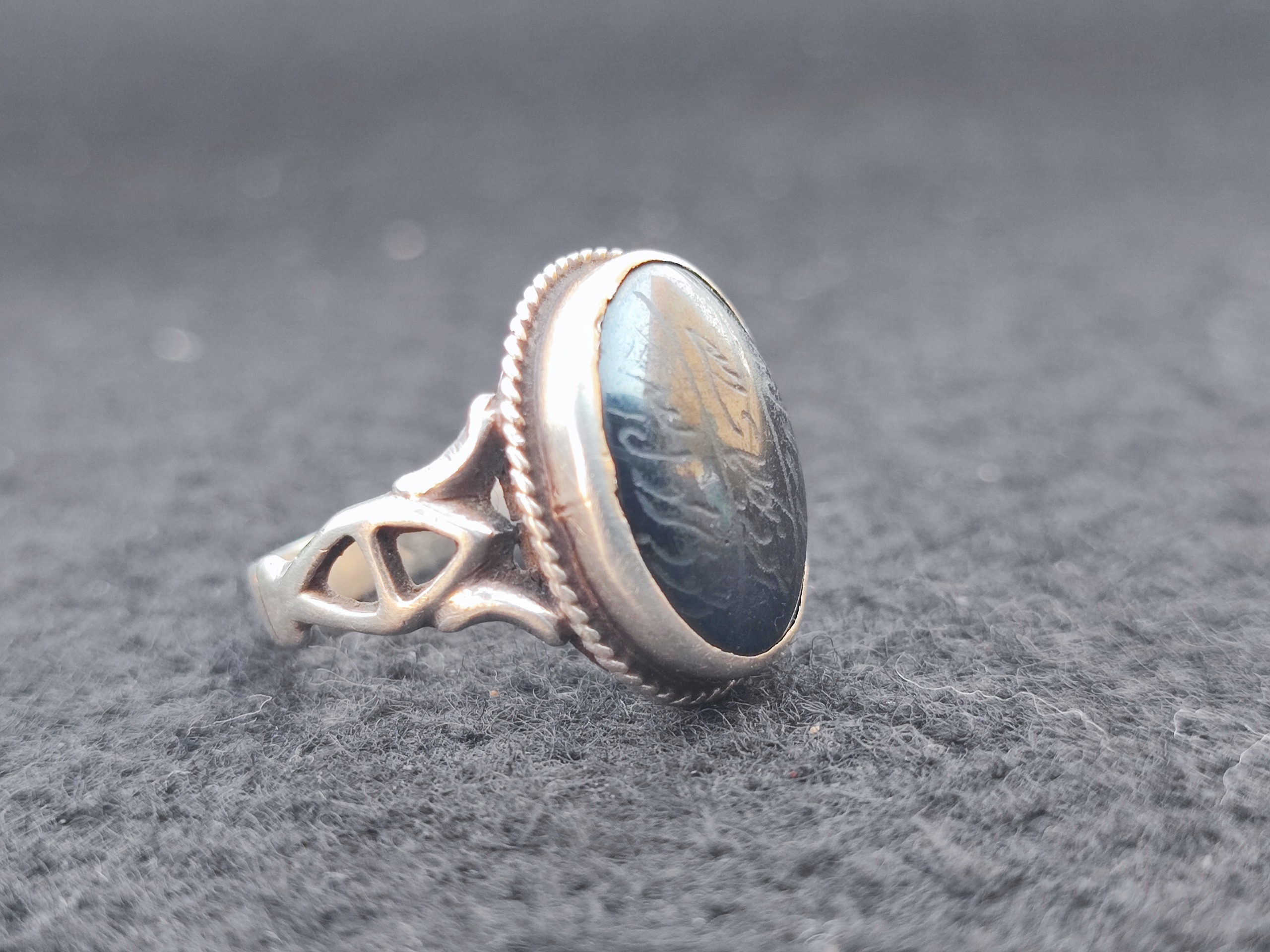 انگشتر نقره دست سازکهنه حدیدخطی دعای هفت جلاله