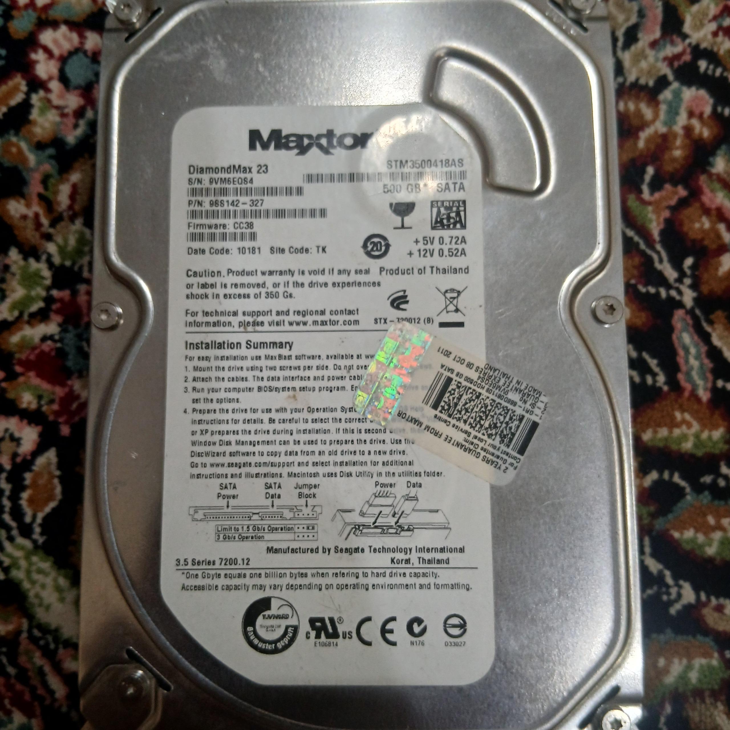 هارد کامپیوتر Maxtor 500 GB