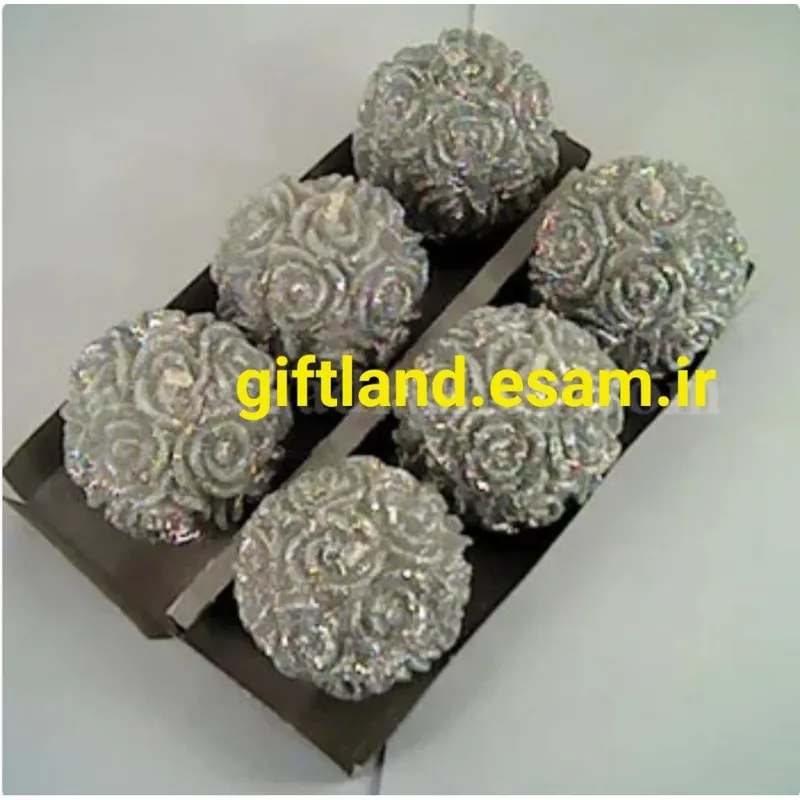شمع توپی گل رز نقره ای بسته 6 عددی