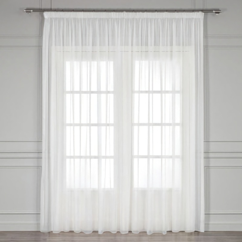 پرده حریر ساده با دوخت ساده 500280 رنگ سفید