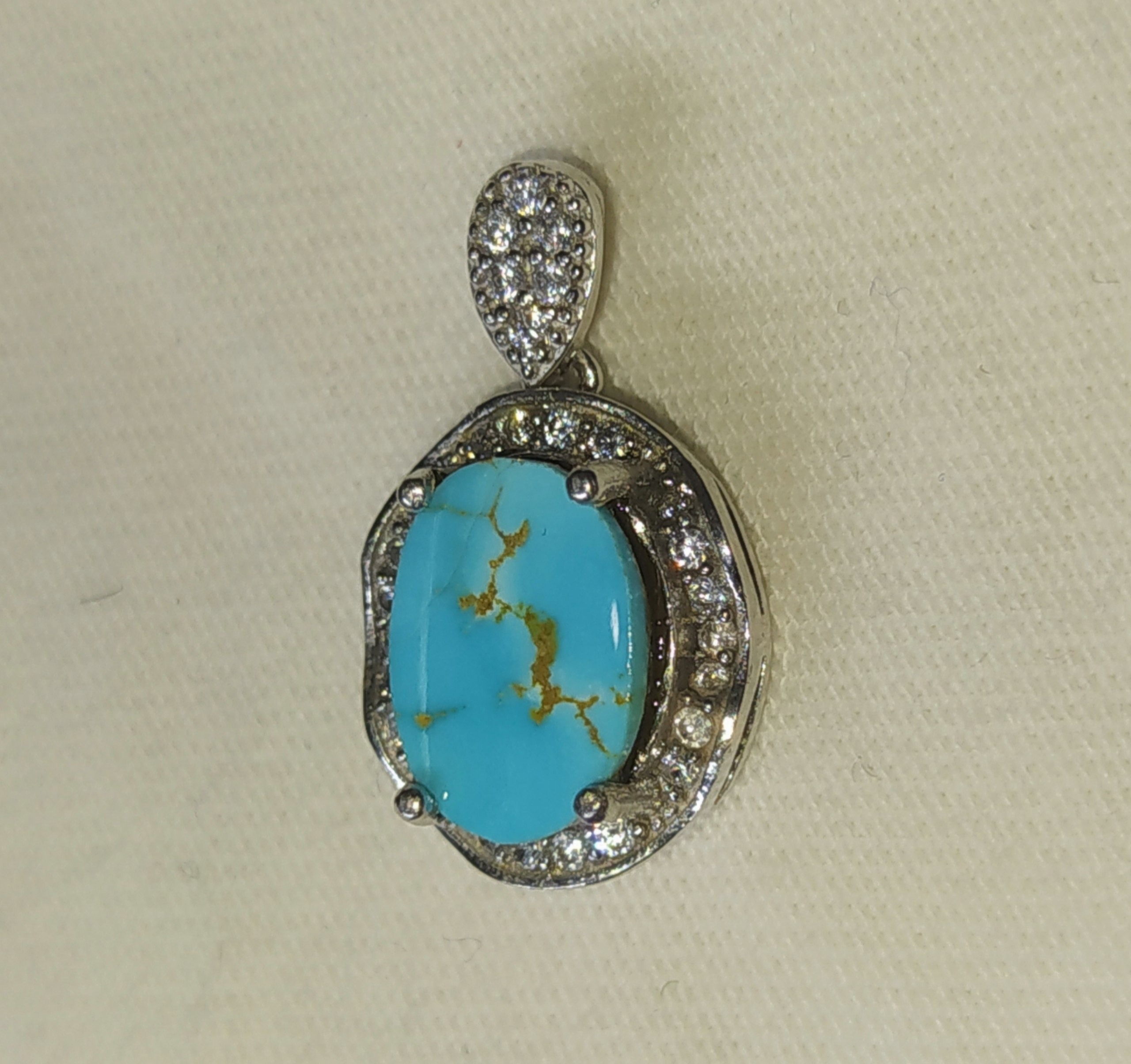 گردنبند نقره زنانه با نگین فیروزه نقش محمد