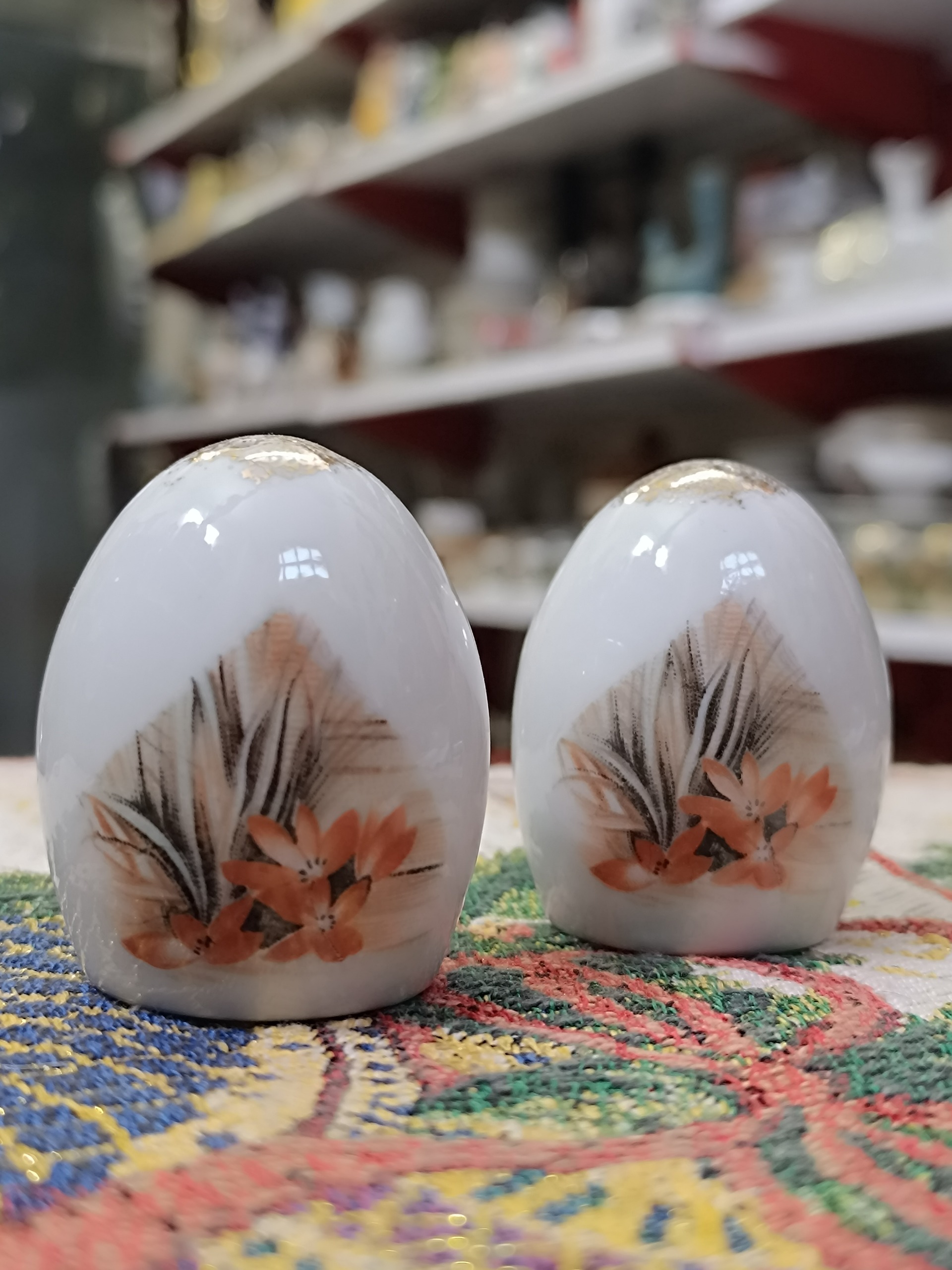 جفت نمکدان ژاپنی قدیمی تخم مرغی