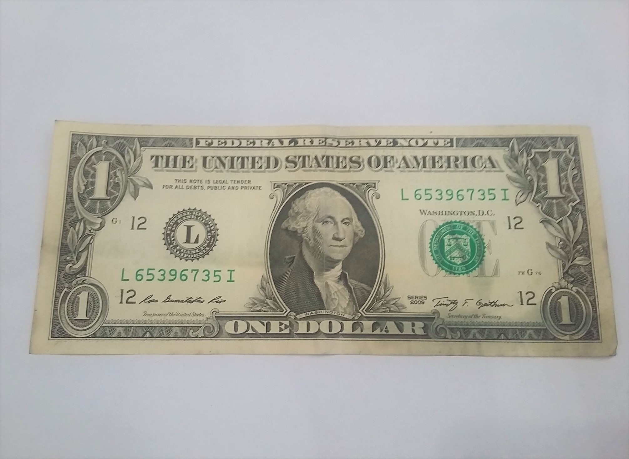 اسکناس 1 دلار آمریکا سال 2009