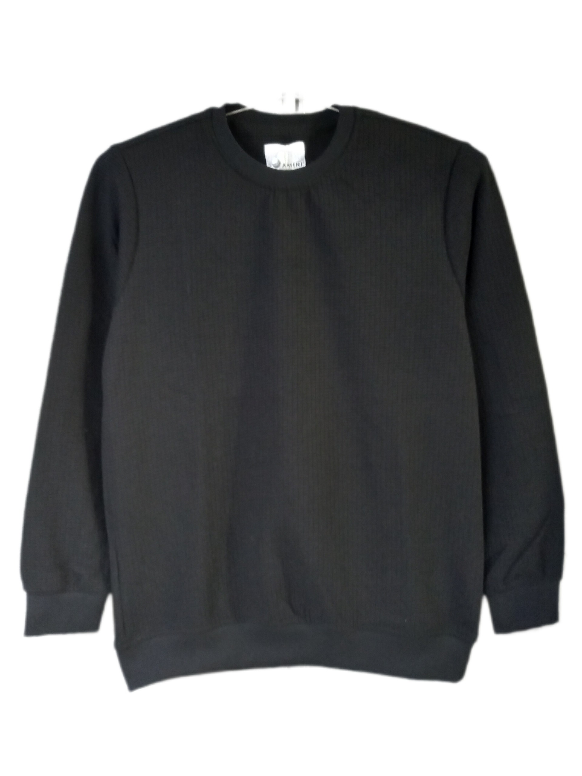 بلیز یقه گرد مشکی بیسکویتی استین بلند