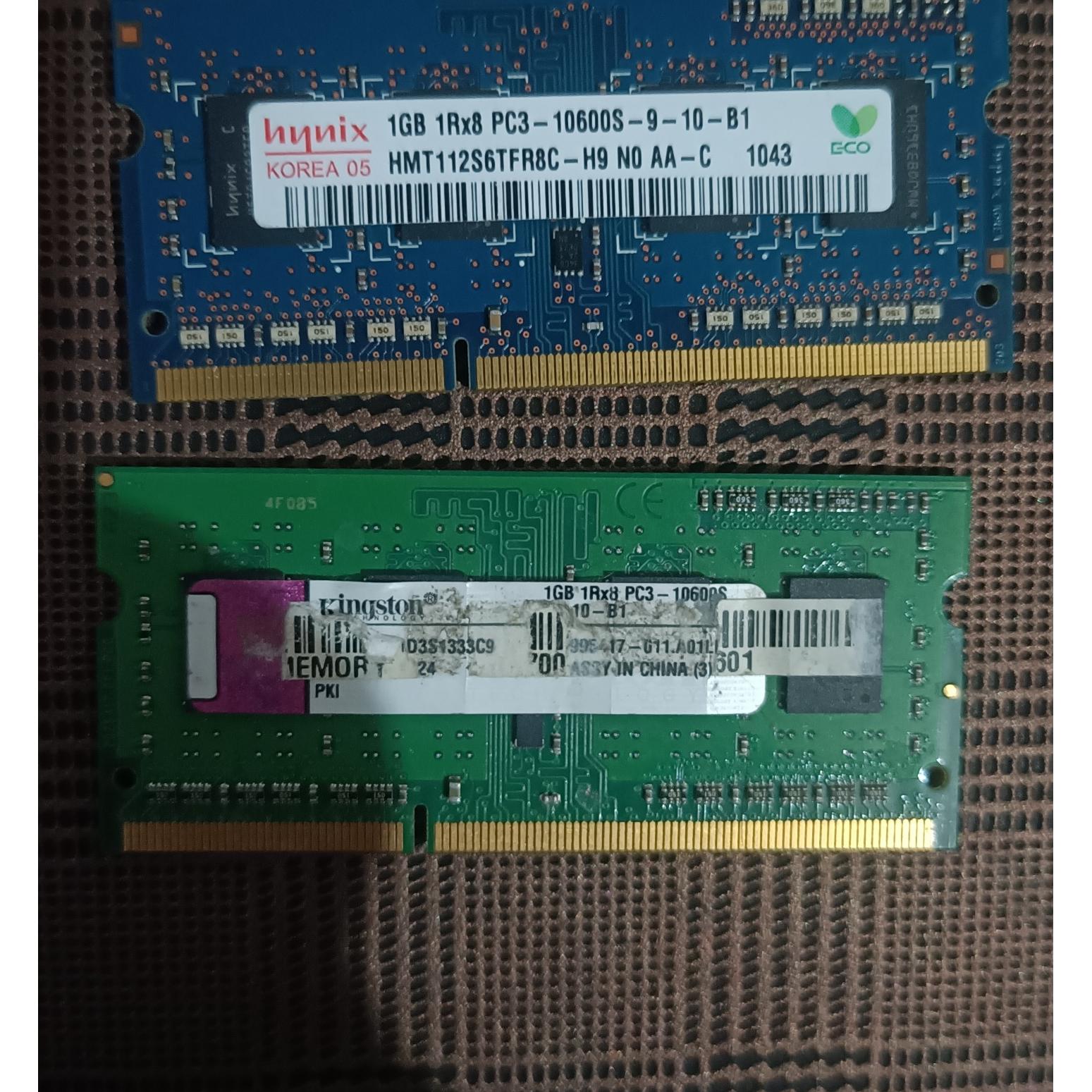 دو عدد رم لپ تاپ 1 گیگ DDR3