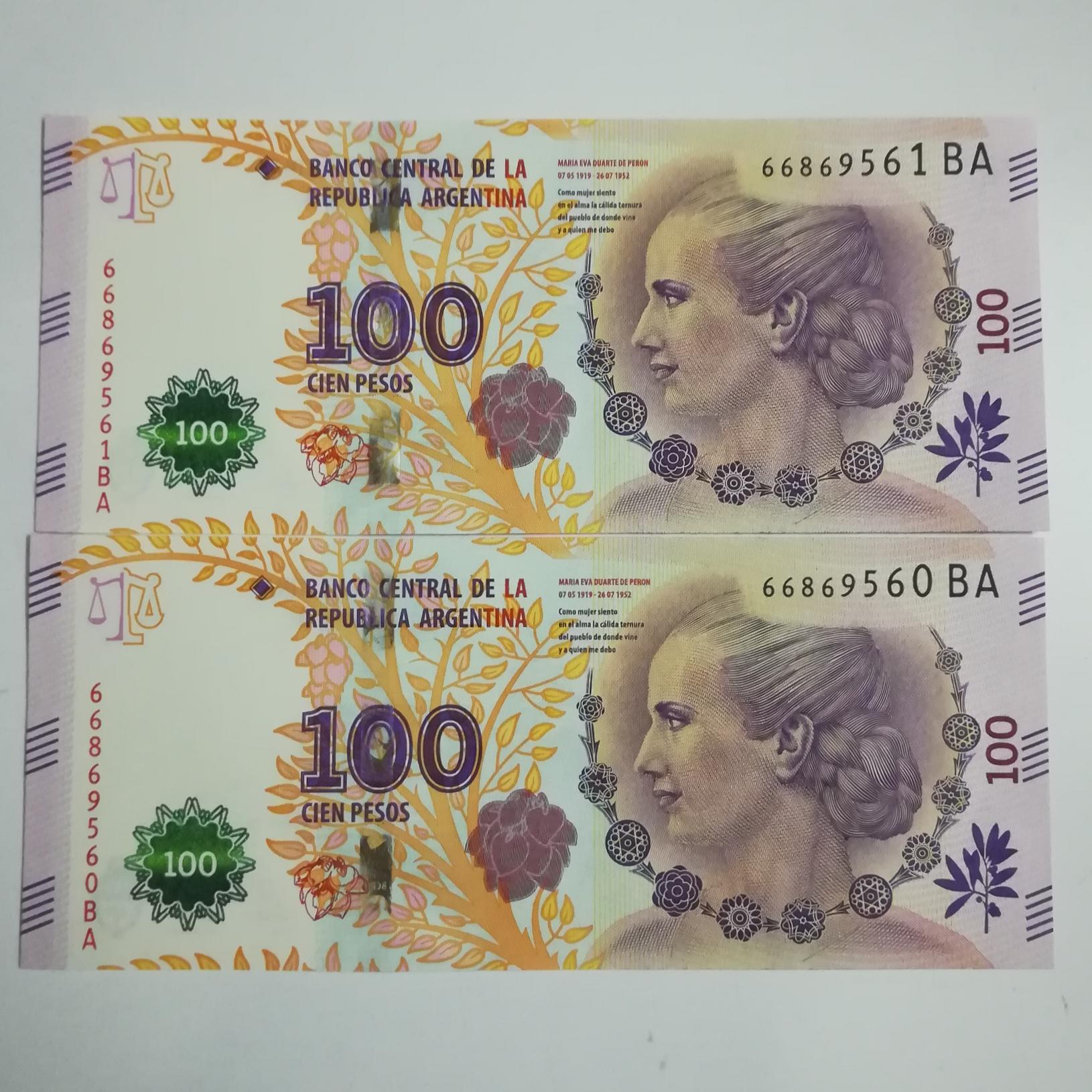 جفت یادبود اسکناس 100پزو آرژانتین مهر مادری