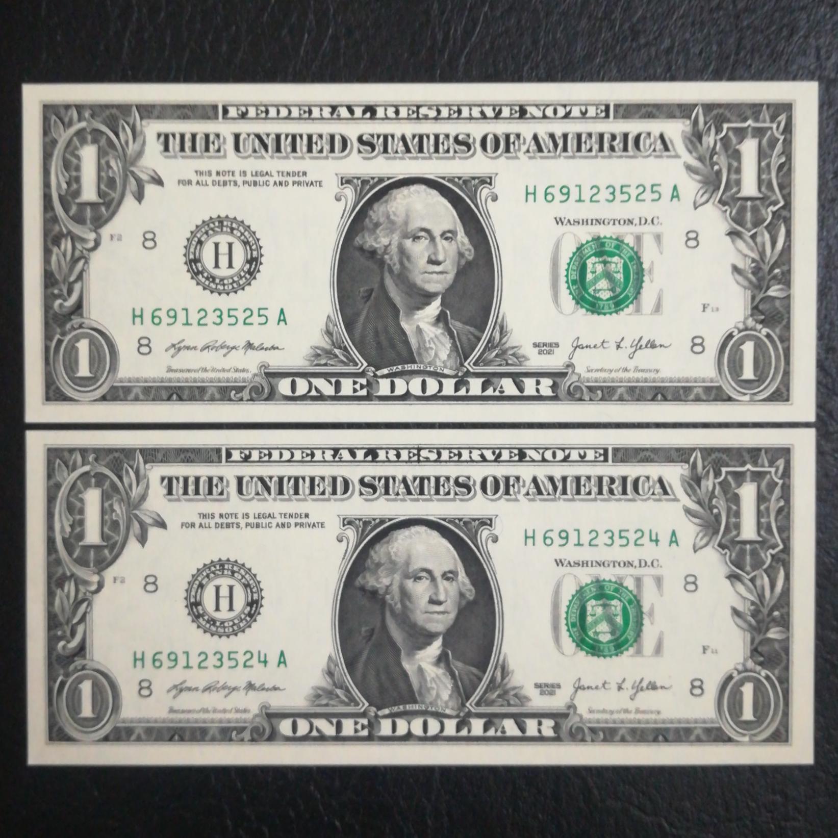 جفت اسکناس یک دلار آمریکا 2021