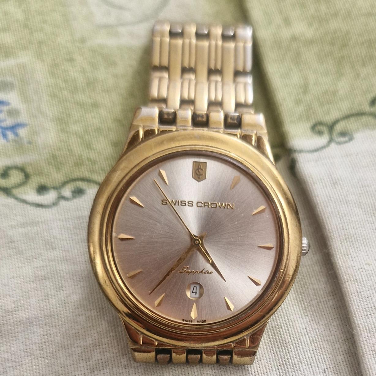 ساعت مچی عتیقه سوئیس کرون روگش کامل طلایی 18عیار