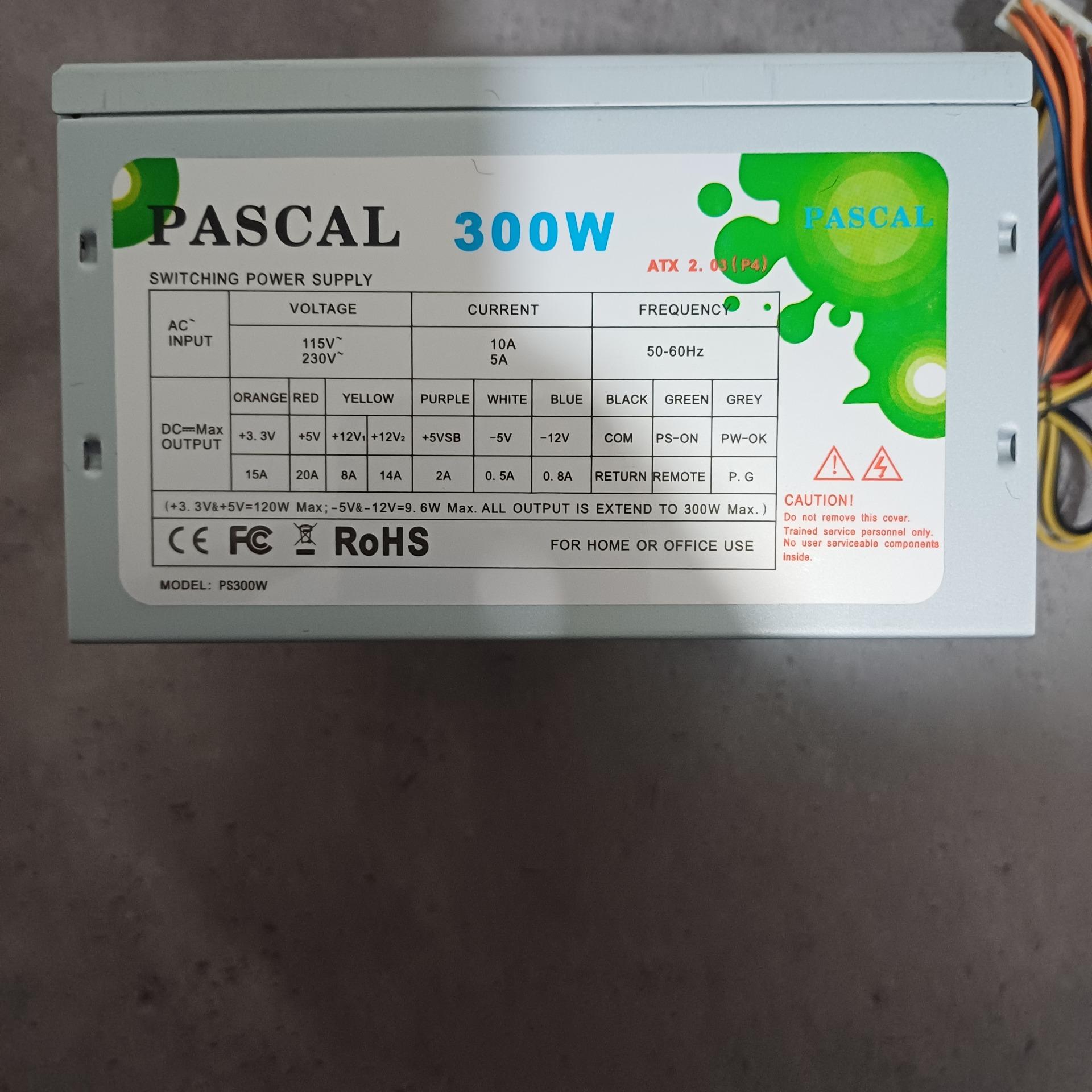 پاور 300 وات پاسکال کم کار با 6 پین گرافیک