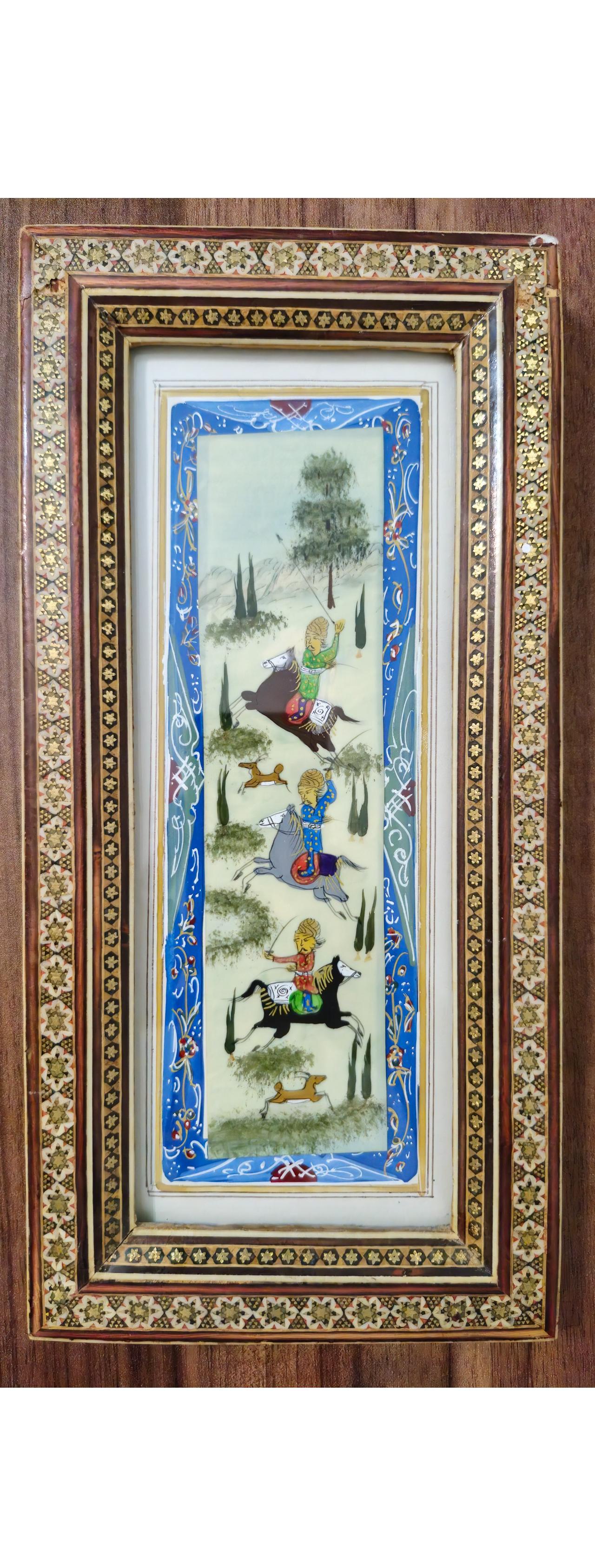 قاب و تابلو خاتم با طرح شکارگاه