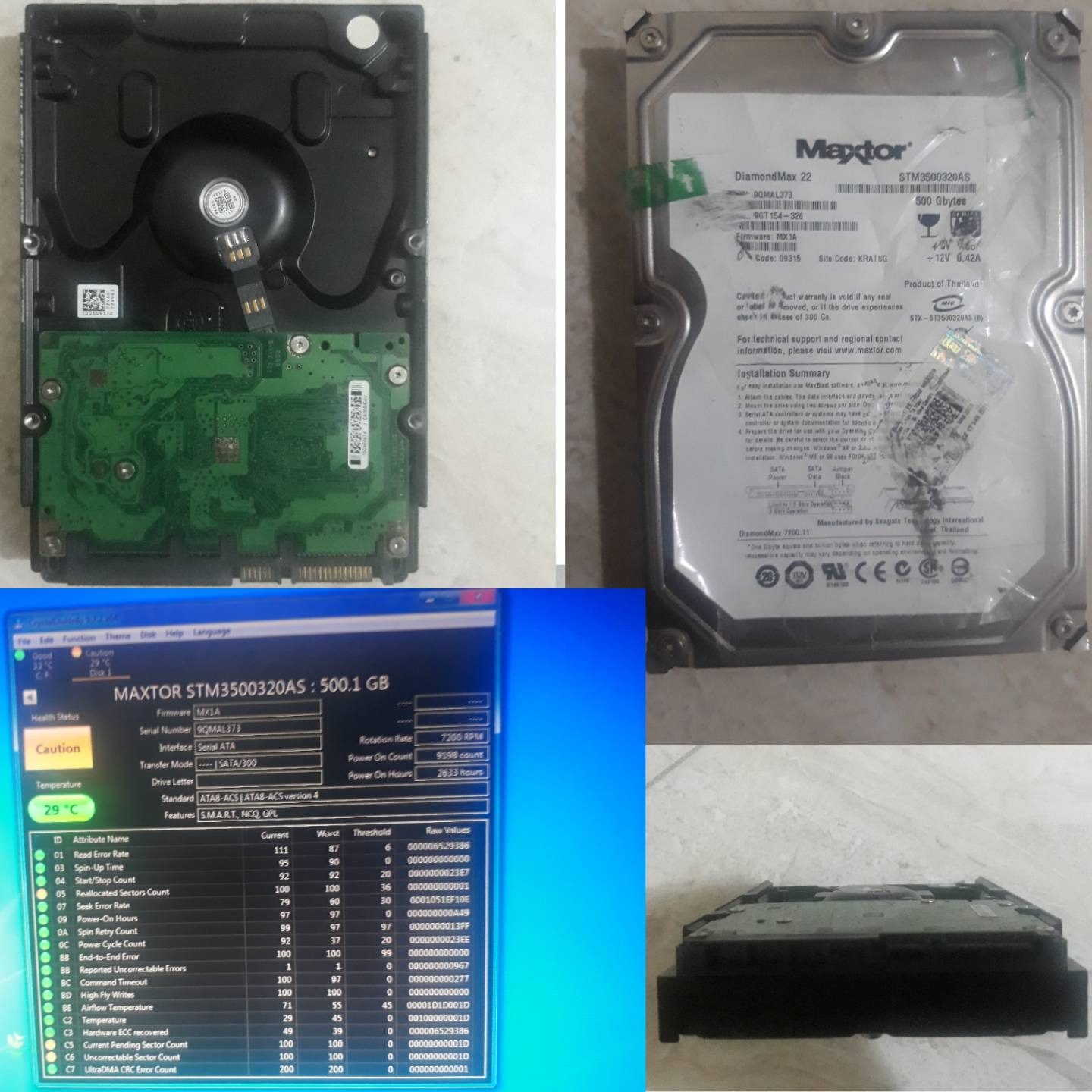 هارد سیگیت 500 گیگ STM3500320AS معیوب