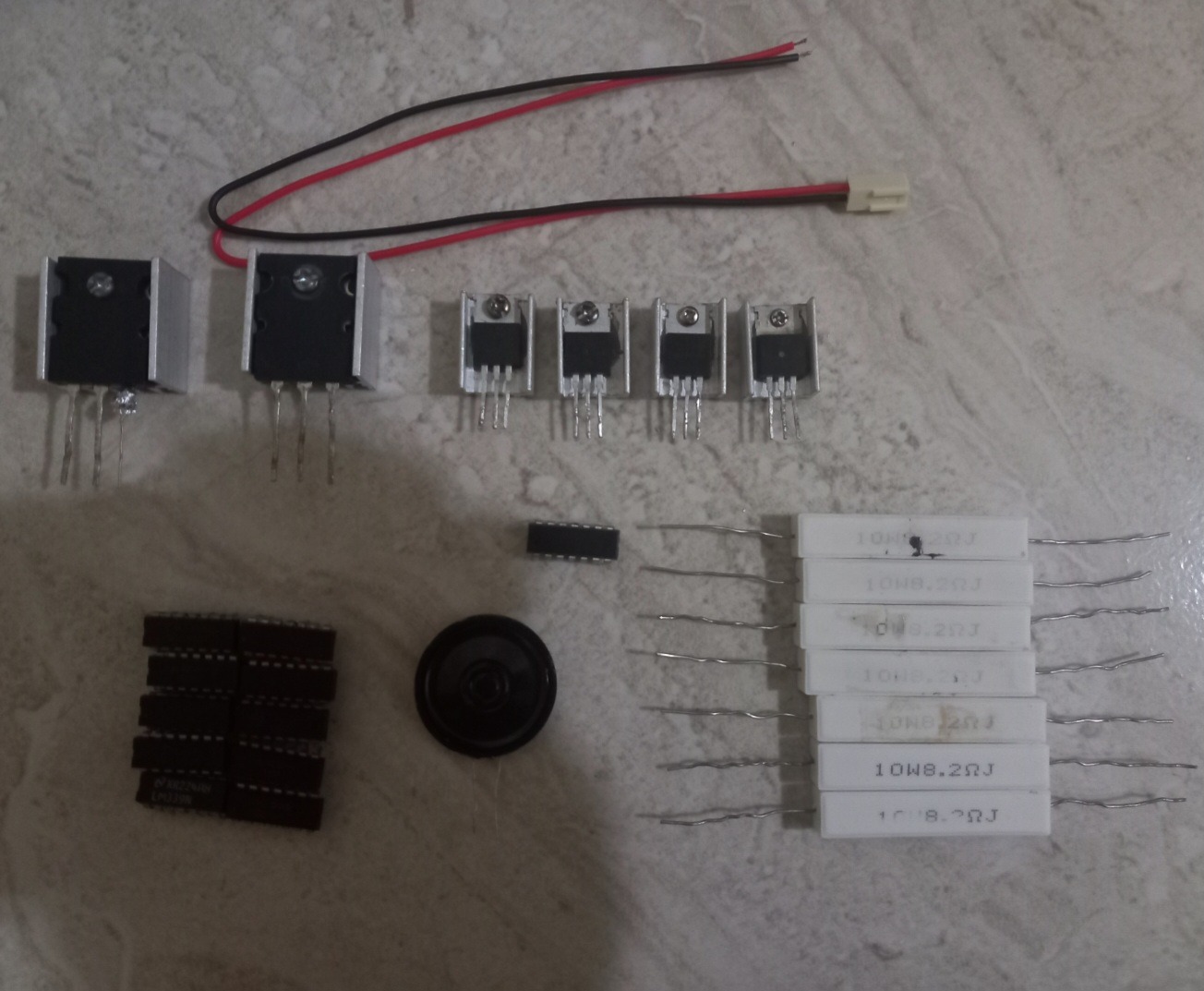 2SC5200 TL074 LM339 مقاومت10W8.2R و غیره