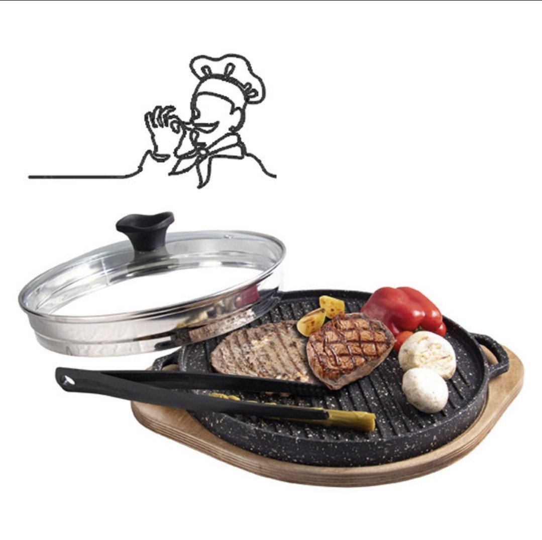 تابه چدنی گریل درب پیرکس همراه وارمر