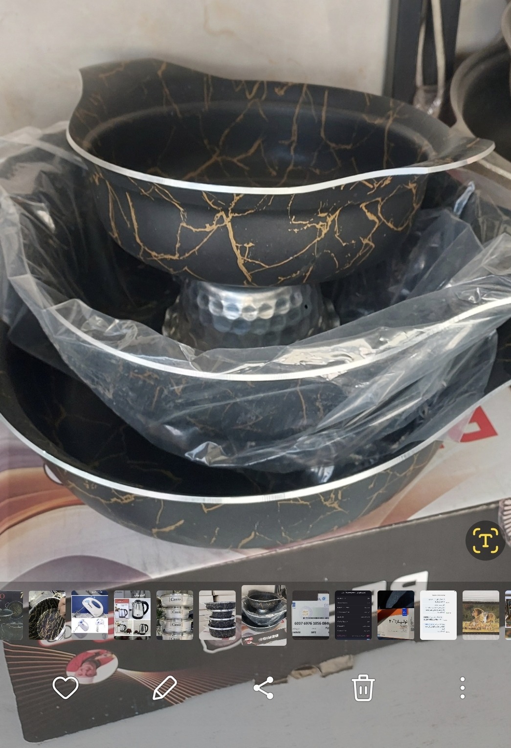 تابه گرانیتی 3 پارچه طرح ماربل