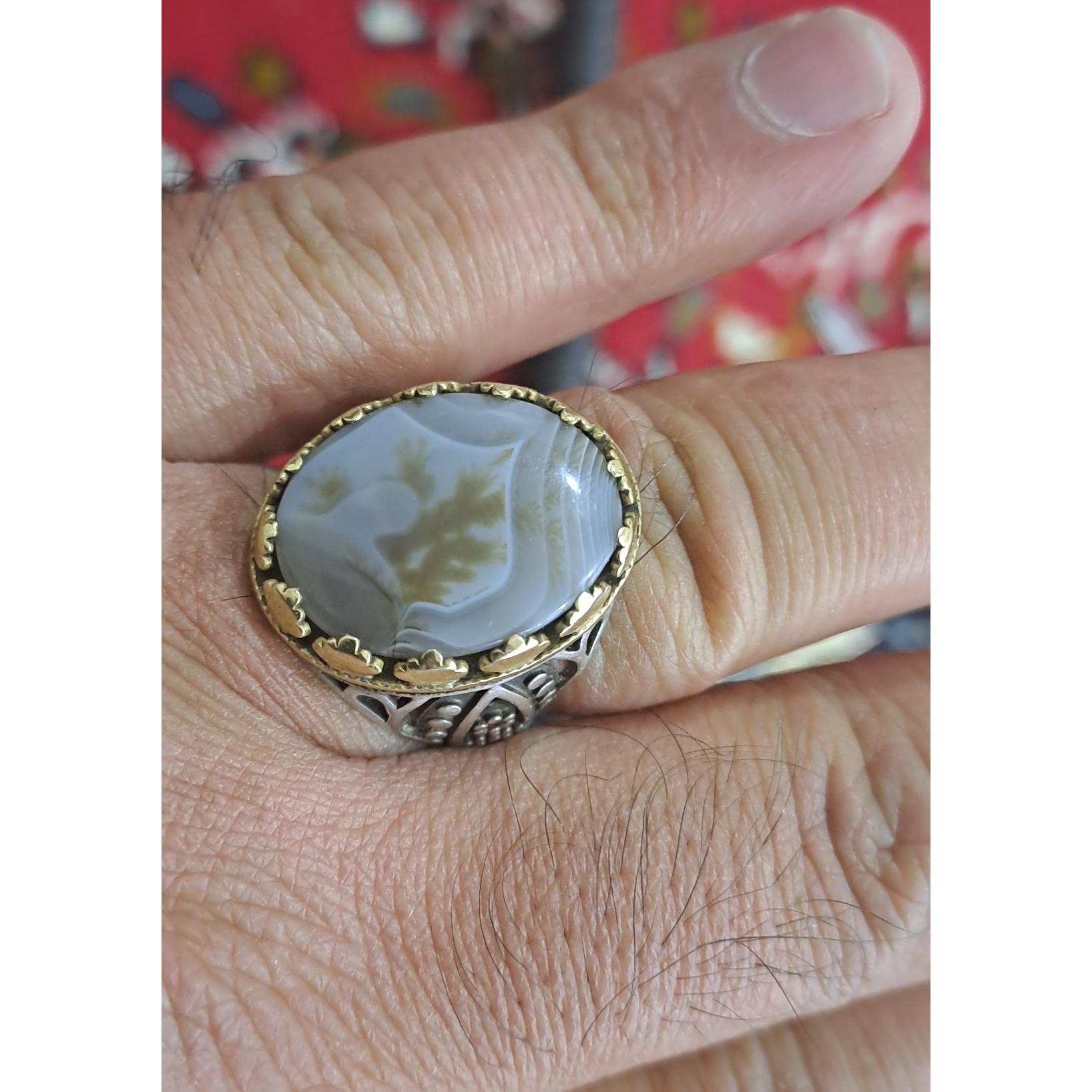 انگشترعقیق شجرطبیعی سلیمانی