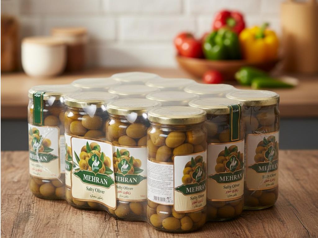 کنسرو زیتون شورباهسته مهران700گرم-بسته 12عددی