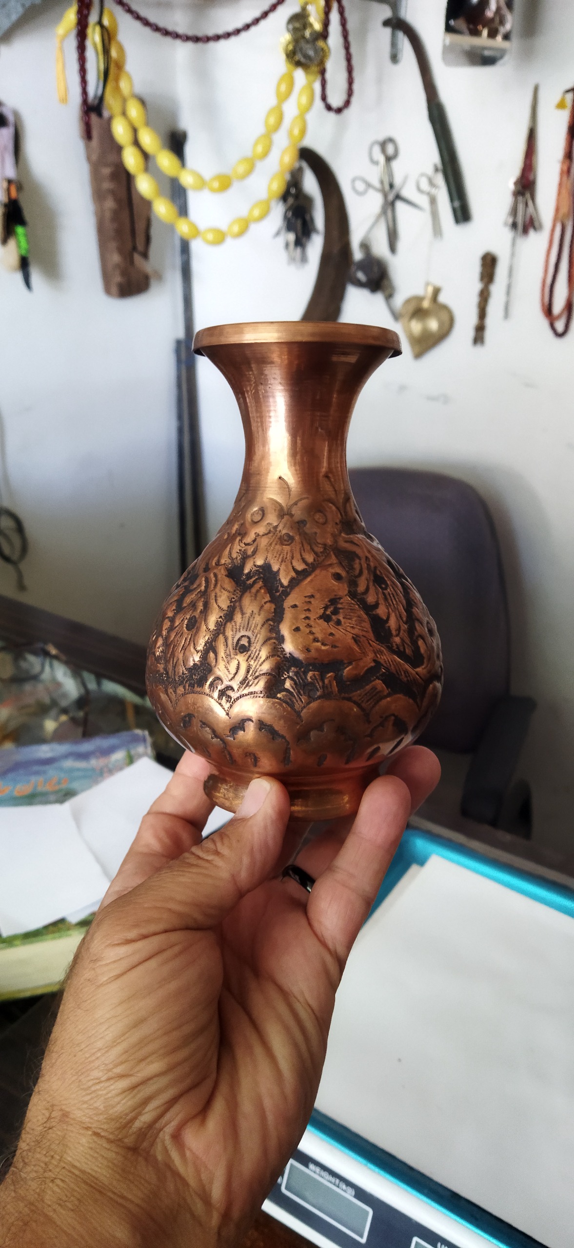 گلدان مسی قلم
