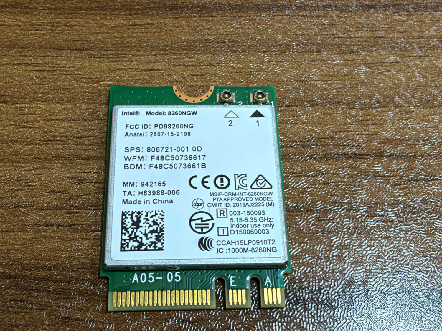 کارت وایرلس لپ تاپ Intel 8260NGW
