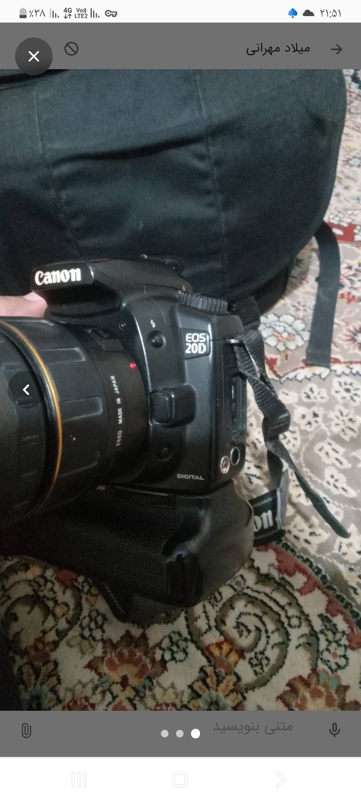 دوربین کانن20d با لنز تامرون 40-20 mm