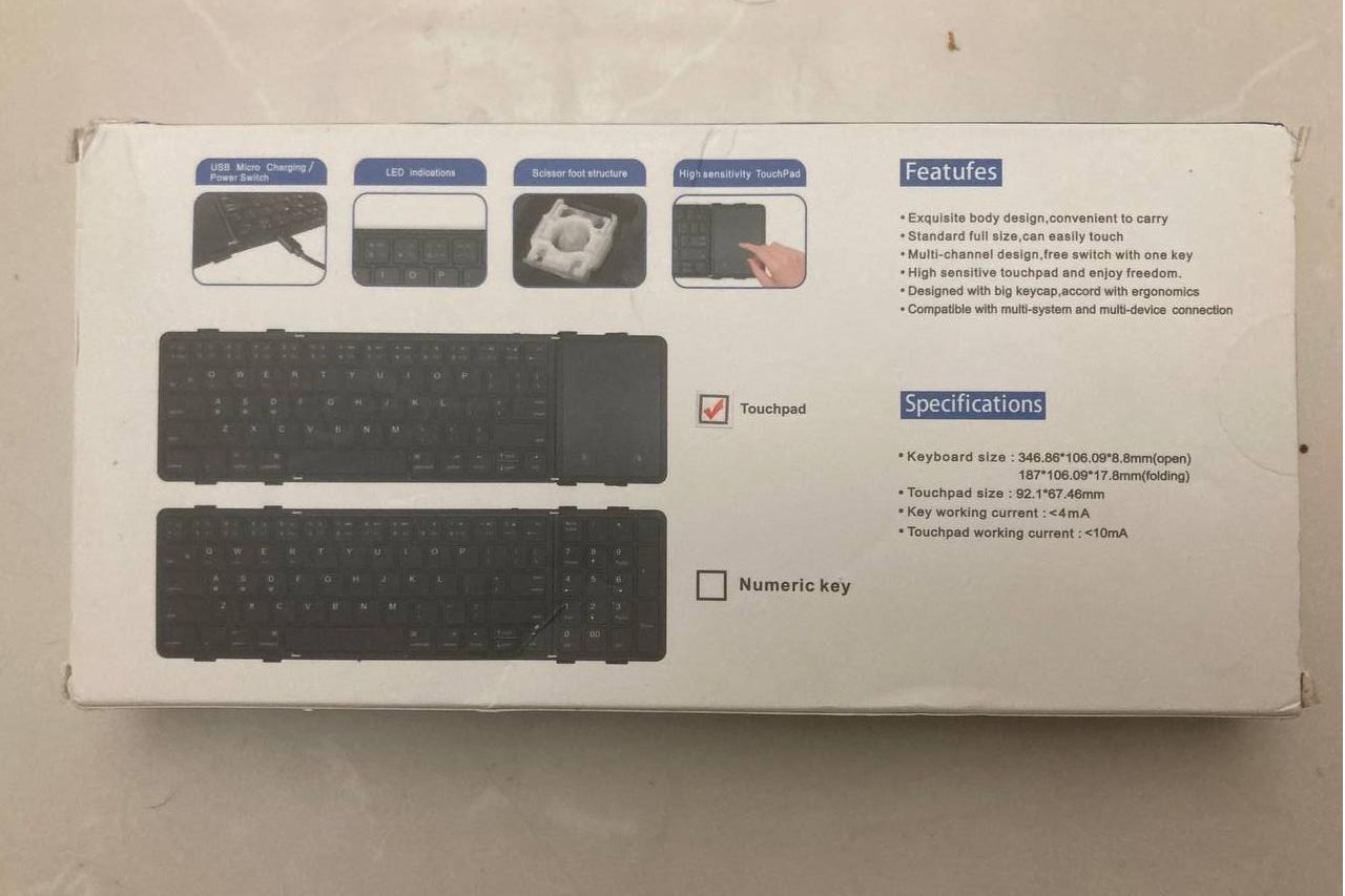 کیبورد تاشور دارای موس پد