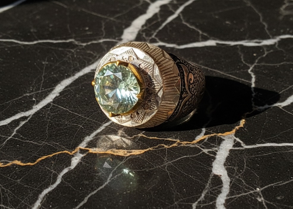 انگشتر نقره دستساز مردانه موزانایت (کد 15)