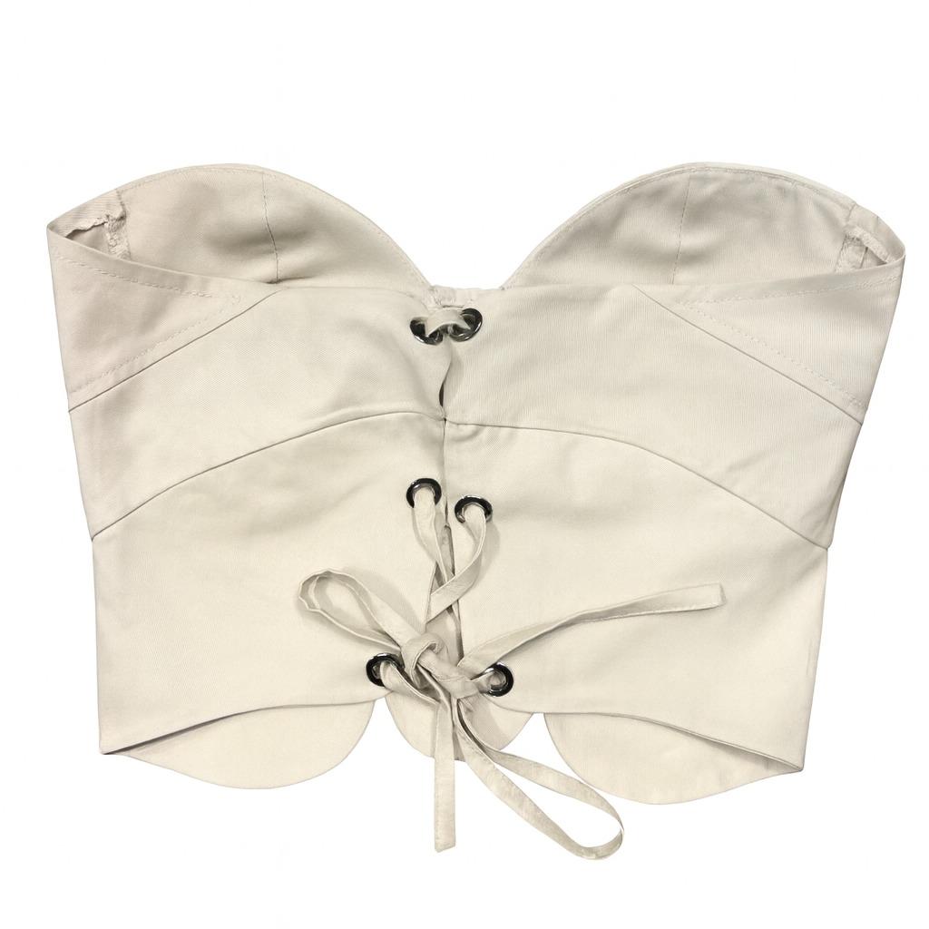 کت دکولته زنانه کتان نخ کاپ دار