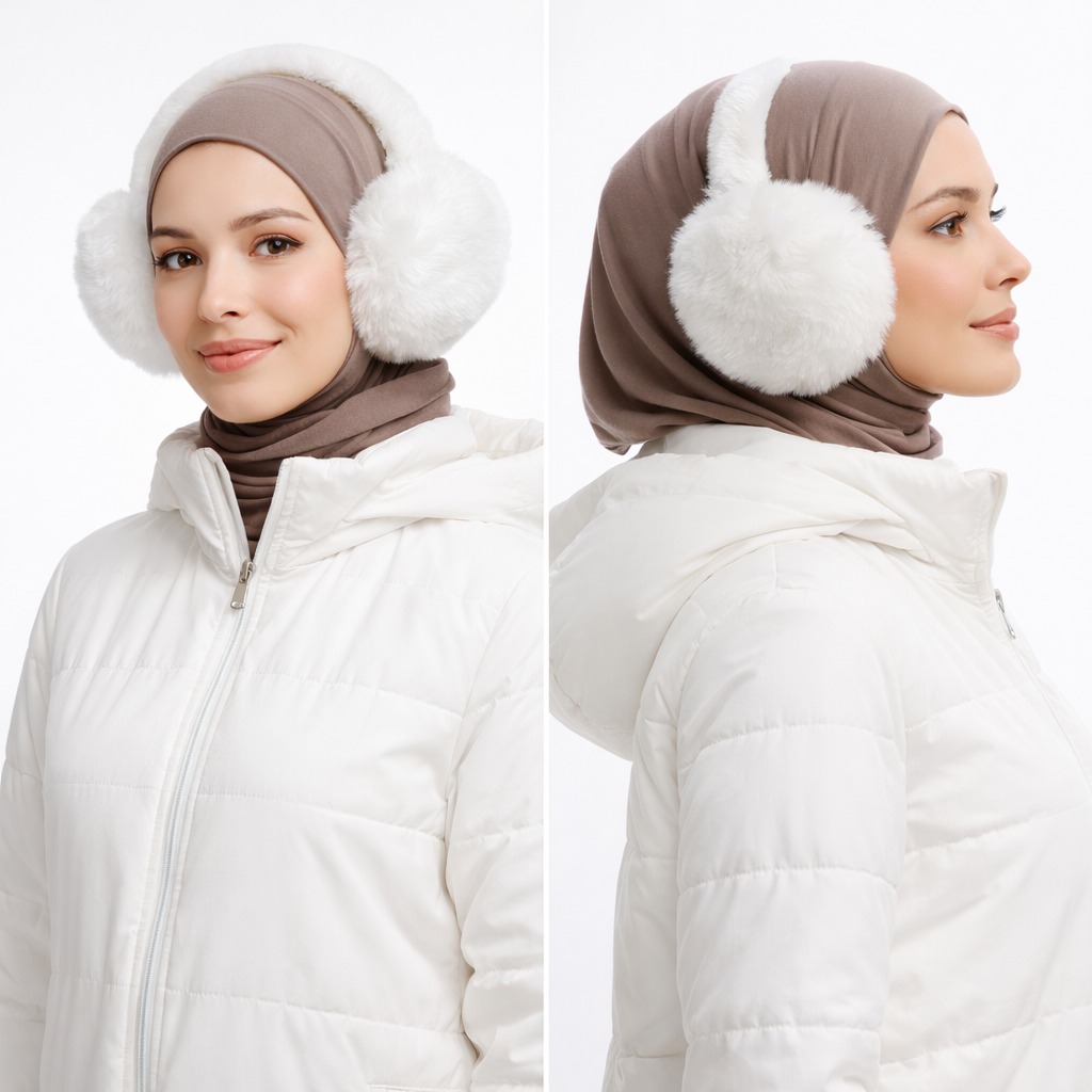 گوش گیر دخترانه سفید خزدار وارداتی