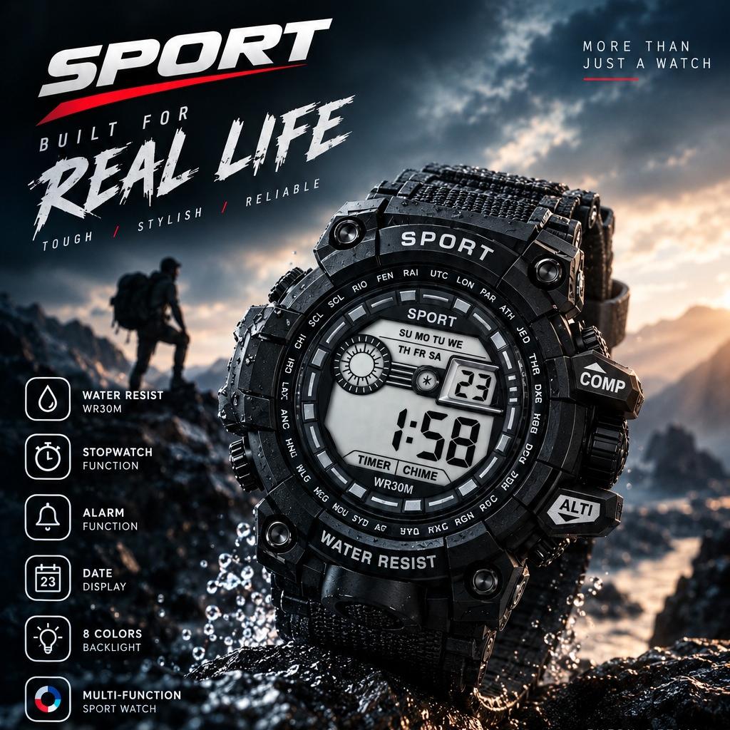 ساعت دیجیتال sport طراحی بینظیر صادراتی