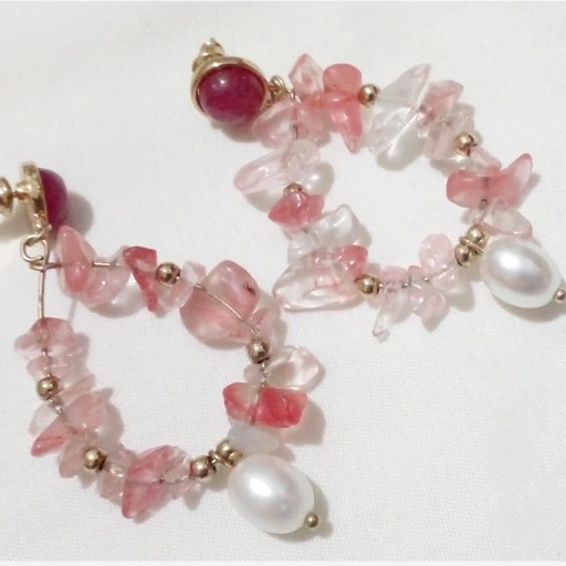 گوشواره سنگ و مروارید طبیعی