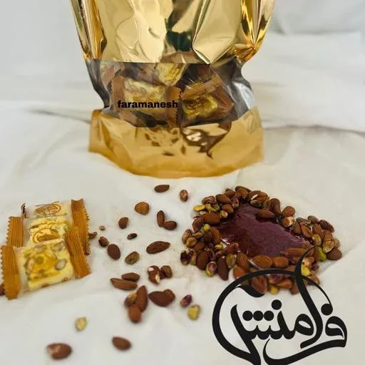 گز28 درصدمخلوط پسته وبادام(زعفرانی) 1 کیلویی