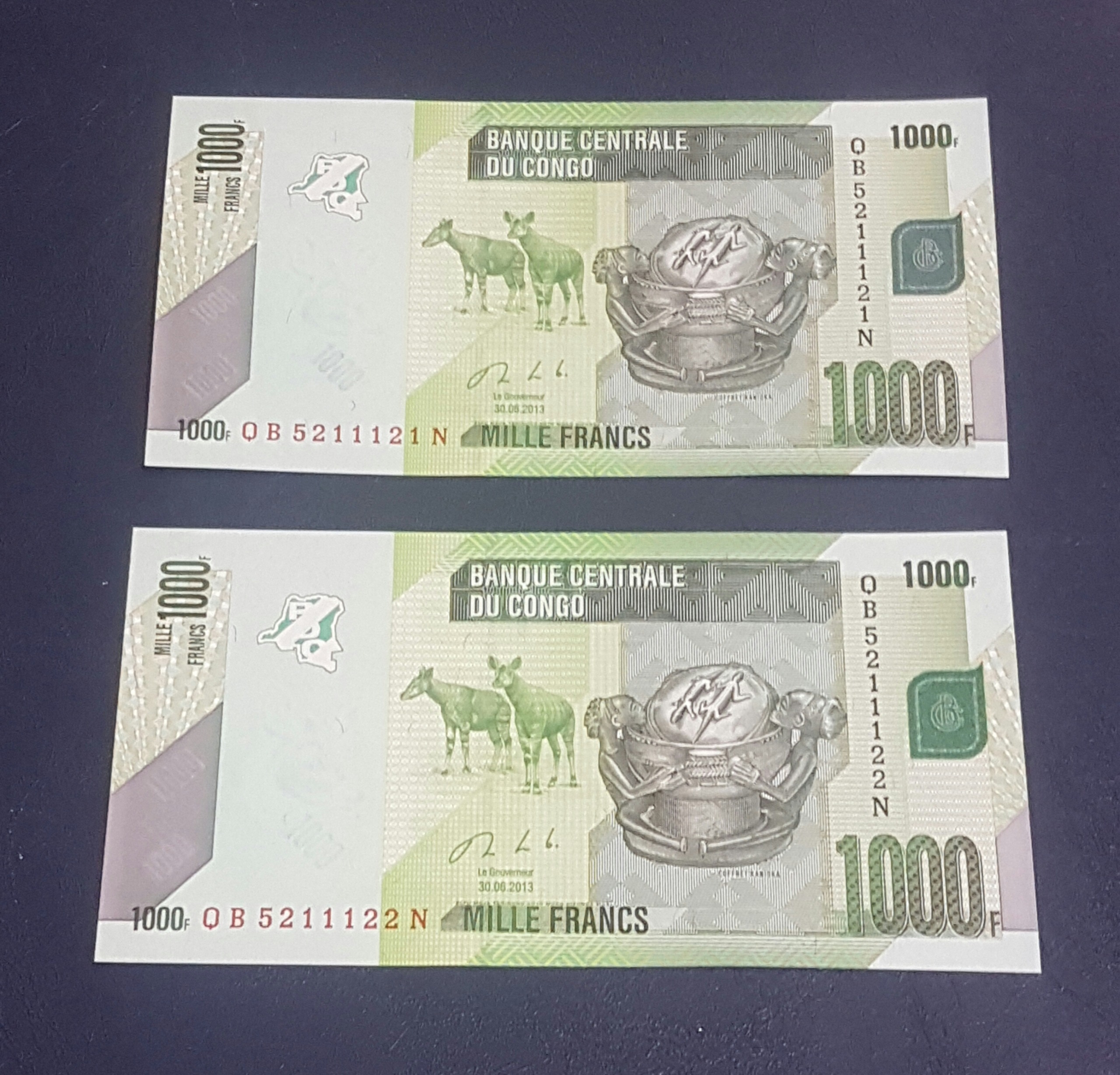 جفت سوپربانکی 1000 فرانک کنگو شماره زیبا