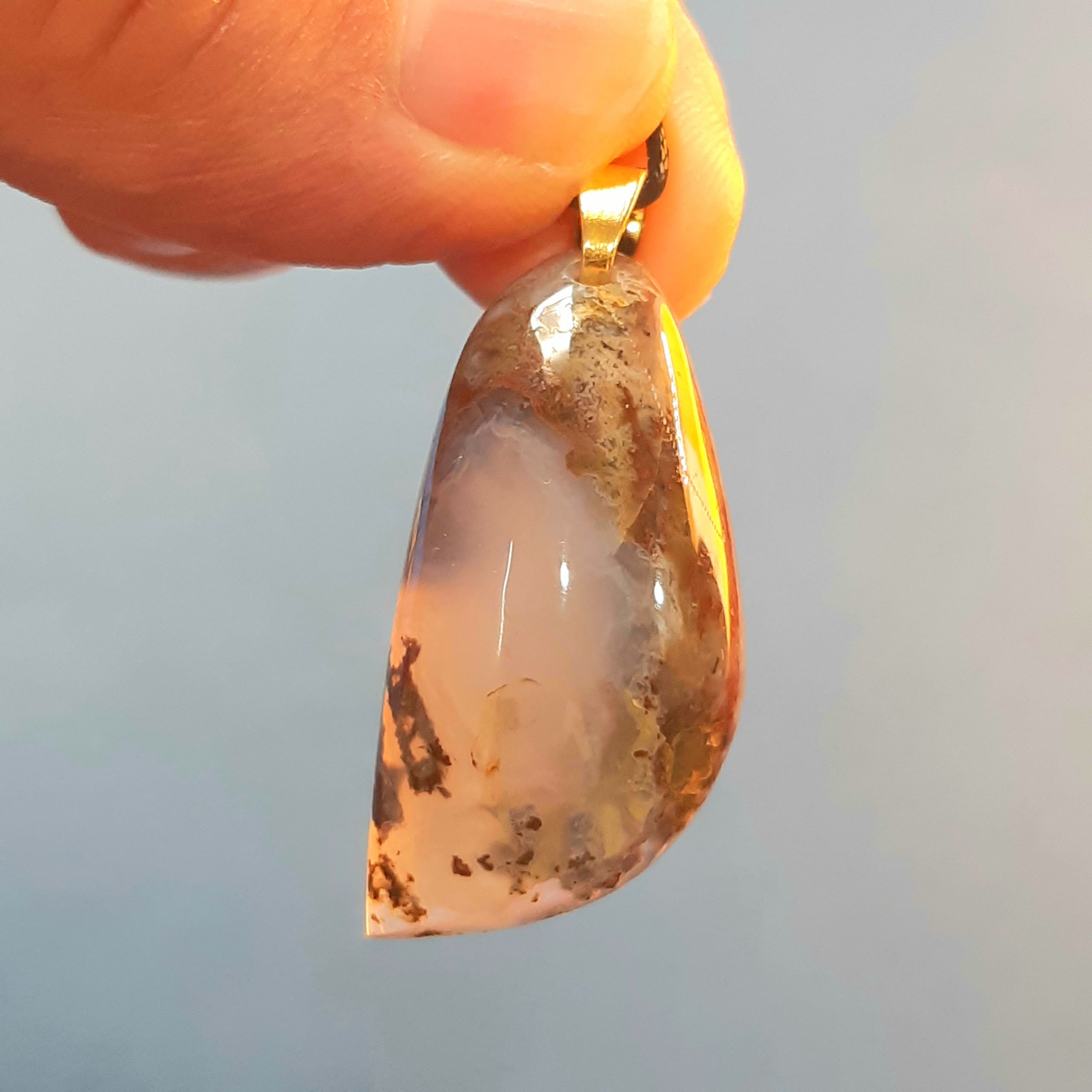 گردنبند عقیق سلیمانی خزه ای خوش نقش و شفاف