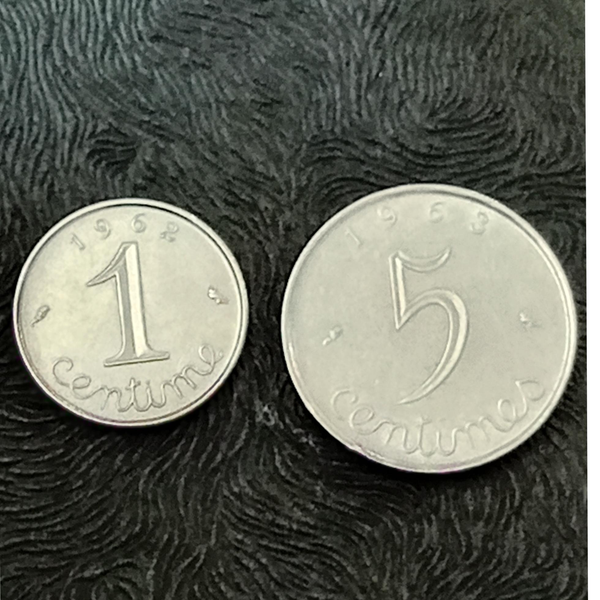 جفت سکه 1و5 سنتیم فرانسه