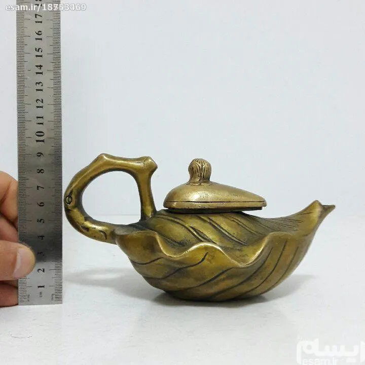 قوری برنزی طرح برگ در قوری برای خودش