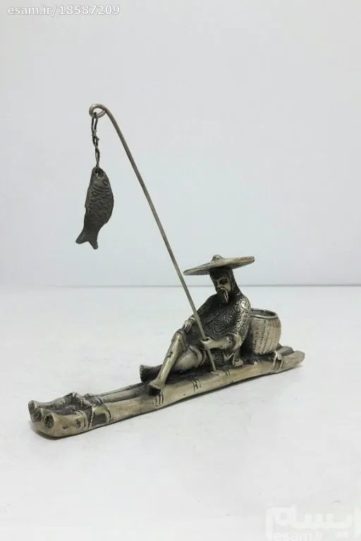  مجسمه برنزی ابکاری نقره پیر مرد ماهیگیر