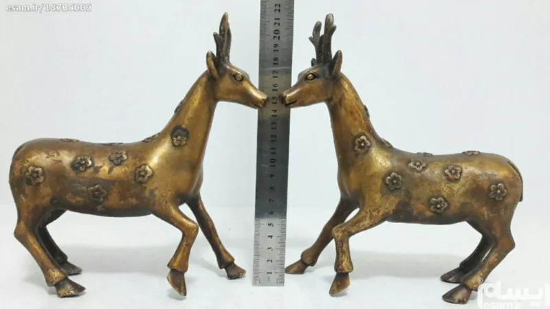 مجسمه جفت گوزن برنزی قدیمی