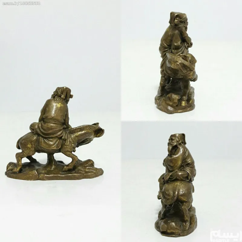 مجسمه پیرمرد روی اسب برنزی کار قدیمی