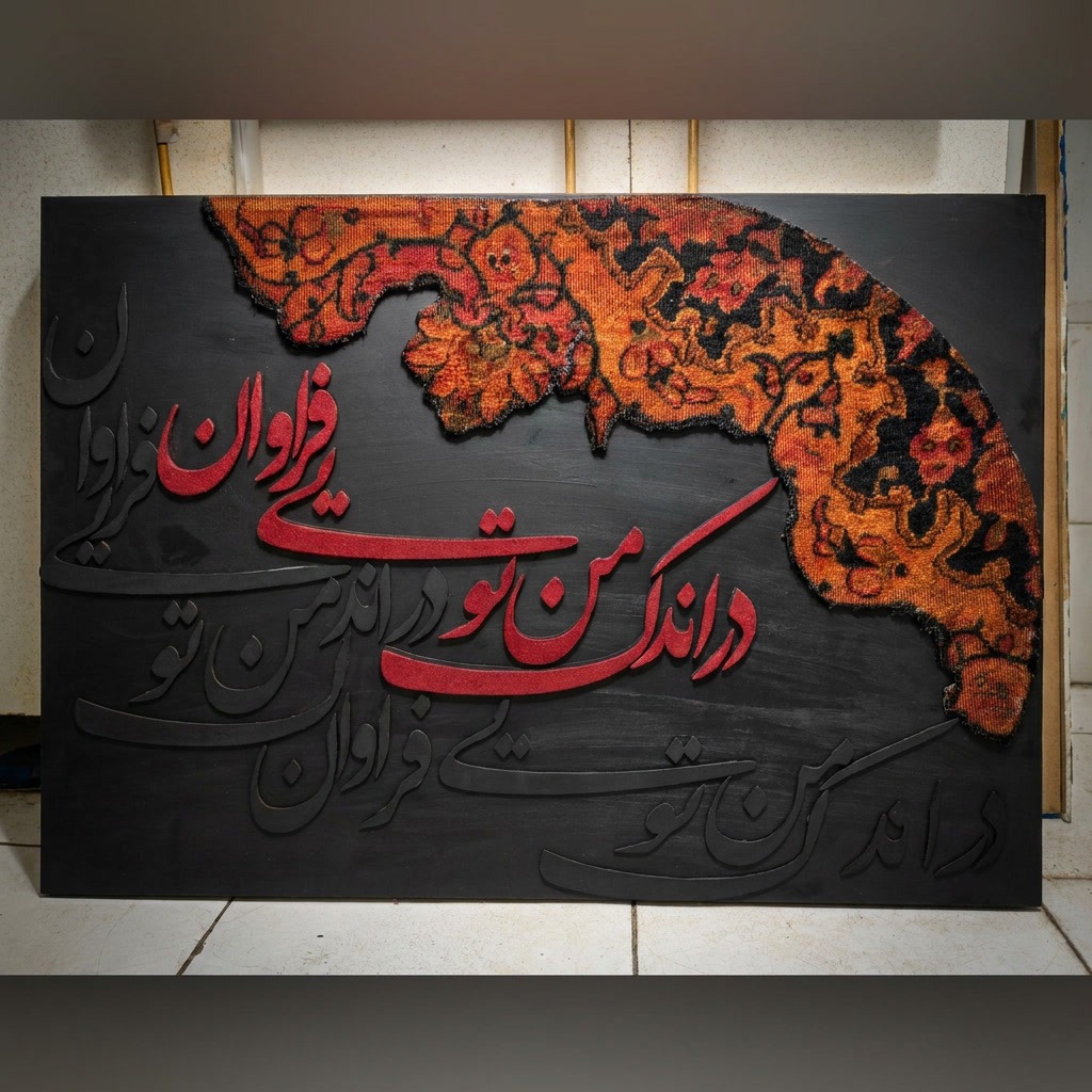 تابلو کالیگرافی با فرش دستباف