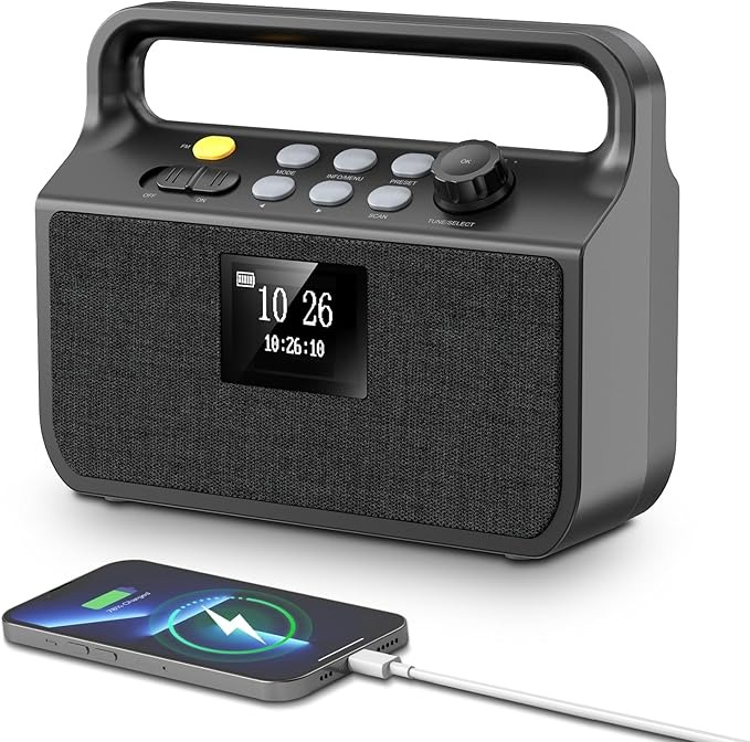 رادیو دیجیتال DAB/FM بلوتوثی شارژی و آنتن قوی