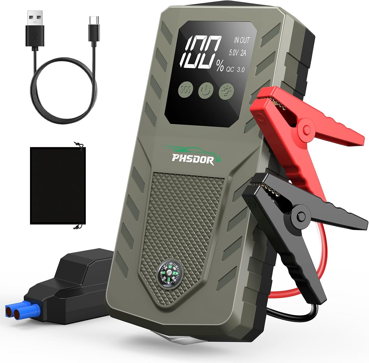جامپ استارتر خودرو PHSDOR مدل 6000A ظرفیت 20000mAh