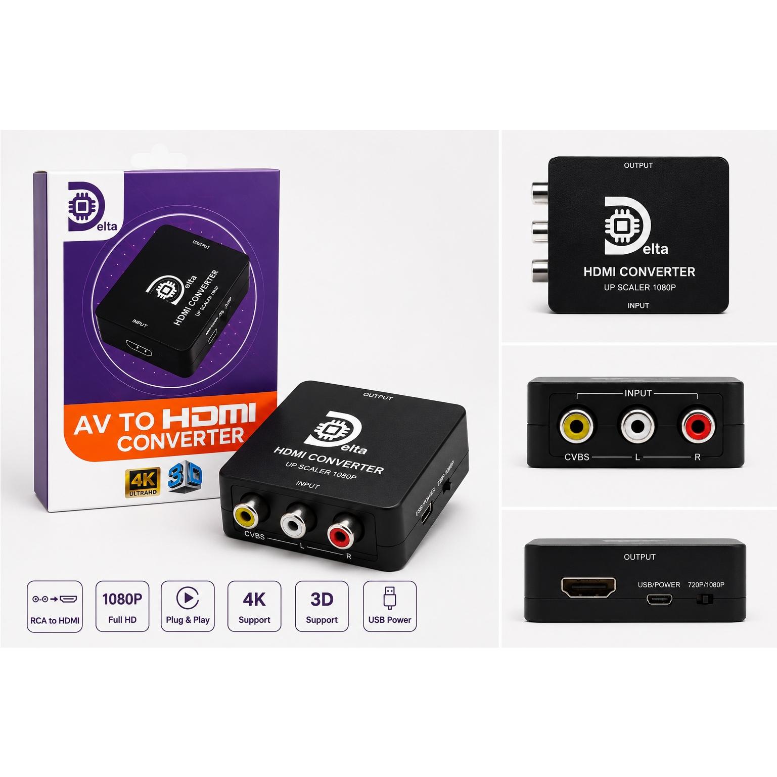 مبدل AV به HDMI برند معتبر دلتا (RCA to HDMI)