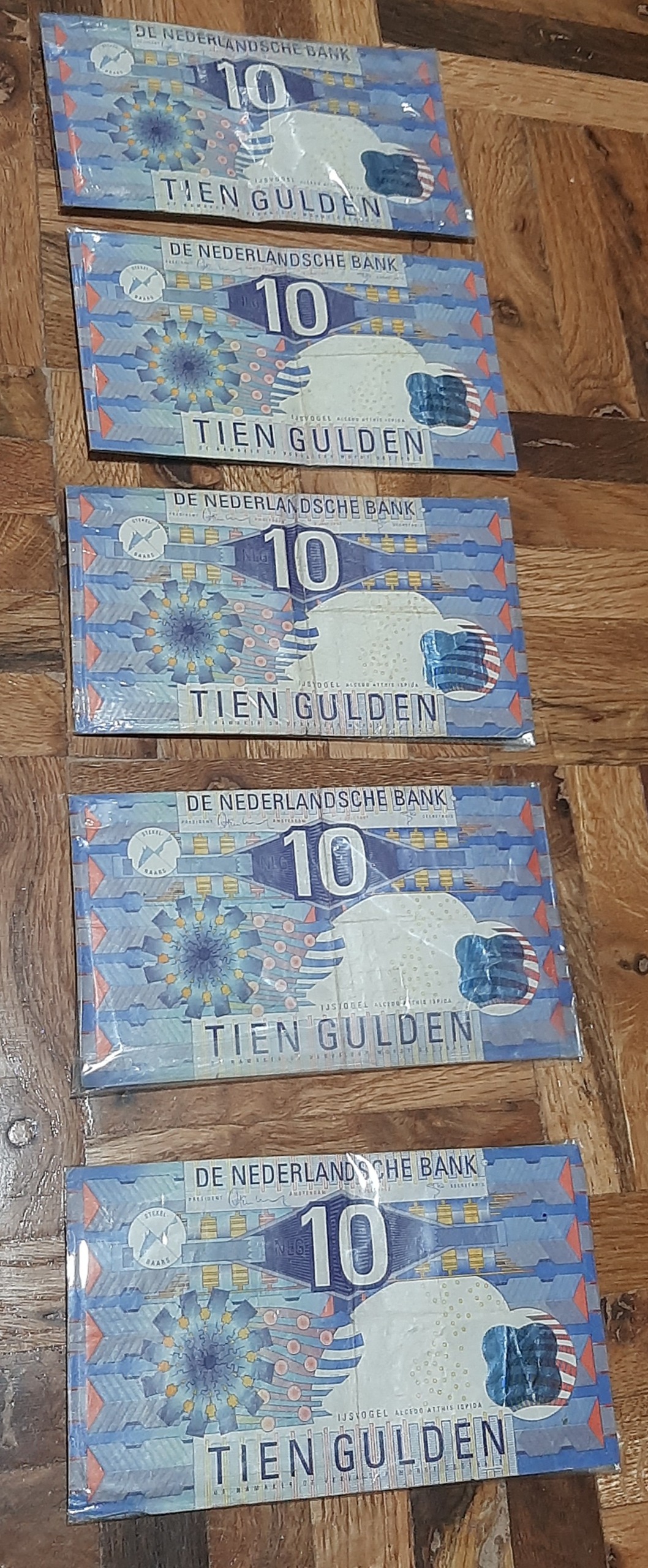 5 عدد اسکناس کلکسیونی 10 گیلدر هلند 1997